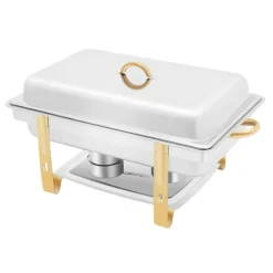 Madopvarmere>Chafing Dish, 9L Kapacitet, Premium Rustfrit Stål,Sølv og Guld