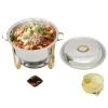 Madopvarmere>Chafing Dish, 5L kapacitet, rustfrit stål materiale, rund form, belastning 22 lbs, dimensioner 16,54 x 12,6 tommer