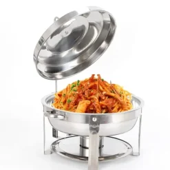 Chafing Dish, Rustfrit Stål, 7,5 Liter Kapacitet, 35 cm Diameter, Termisk Isolering, Egnet til Standard Brændstofkilder Outlet