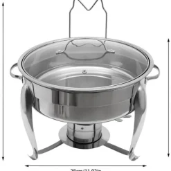 Chafing Dish, Rustfrit Stål Konstruktion, Kapacitet på 6 Liter,Sølv Best