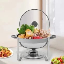 Chafing Dish, Rustfrit Stål, 5L Kapacitet,Sølv Hot