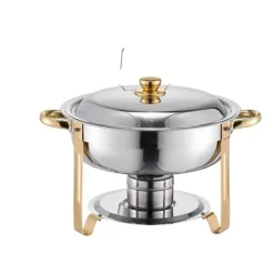 Chafing Dish Sæt, Rustfrit Stål, Pladsbesparende Design,Guld