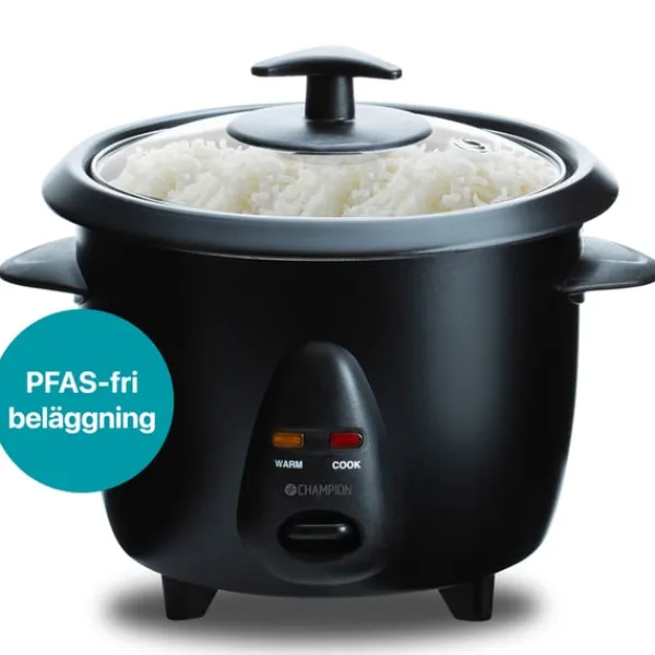 Champion Madlavningsmaskiner>Riskokare Mini Ceramic 0,6L 300W RK400 Svart