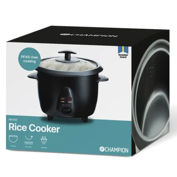 Champion Madlavningsmaskiner>Riskokare Mini Ceramic 0,6L 300W RK400 Svart