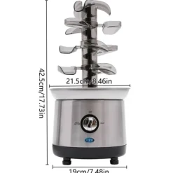 Chokoladefontæne - GTH-001E-2 - 4 Niveauer - 430 Rustfrit Stål - Chokoladesmelter 1,2 L - 150–190 W, 220–240 V 50 Hz Discount