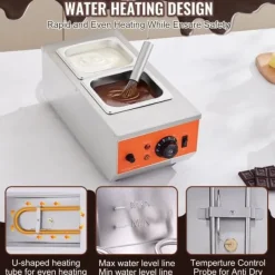 Chokoladetempereringsmaskine med 9 lbs smeltedigel og 2 tanke til perfekt chokoladelevering.
