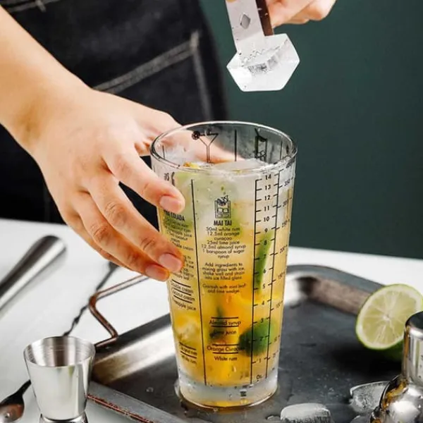 Cocktailshakers & Drinkudstyr>Cocktailshaker med drikkeopskrift 400 ml shaker glas rustfrit stål