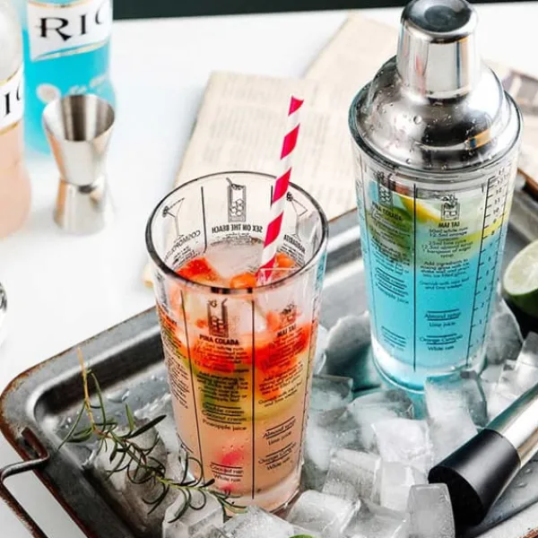 Cocktailshakers & Drinkudstyr>Cocktailshaker med drikkeopskrift 400 ml shaker glas rustfrit stål