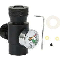 CO2-flaskepåfyldningsadapterstik CGA320 // TR21-4 ASA 3000psi trykmåler sort New