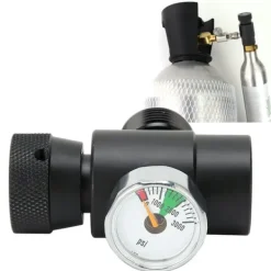 CO2-flaskepåfyldningsadapterstik CGA320 // TR21-4 ASA 3000psi trykmåler sort New