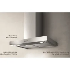 Emhætter>CONTINENTAL EDISON CEHD6058S dekorativ huva i rostfritt stål - 60 cm