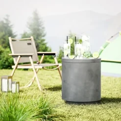 Isspande & Kølere>Cool Bar sidebord med aftagelig top, 10 L drikkekøler, bistrobord til fest/camping, lysegrå