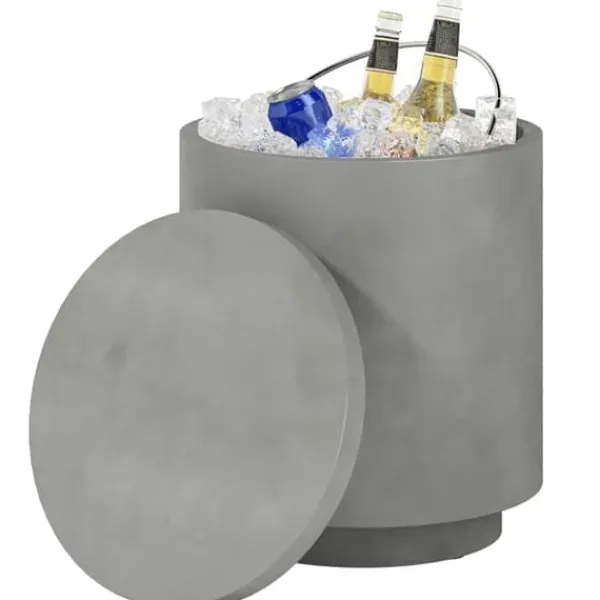 Cool Bar sidebord med aftagelig top, 10 L drikkekøler, bistrobord til fest/camping, lysegrå New