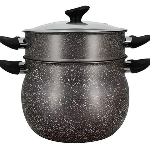 Madlavningsmaskiner>Couscoussier - MENASTYL - 6020033 - Marmorlook aluminium - 9 liter - Velegnet til alle varmekilder inklusive induktion