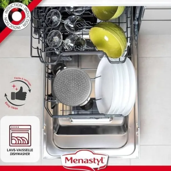 Madlavningsmaskiner>Couscoussier - MENASTYL - 6020033 - Marmorlook aluminium - 9 liter - Velegnet til alle varmekilder inklusive induktion