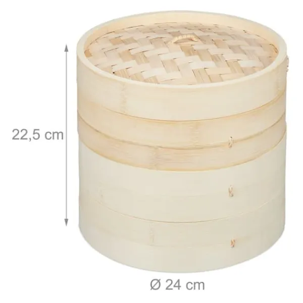 Madlavningsmaskiner>Dampkoger, Bambus 3-lags, 22.5x24 cm, Natur