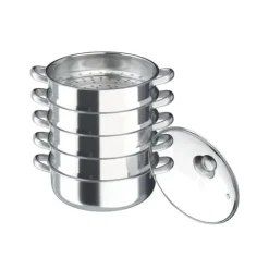 Madlavningsmaskiner>Dampkoger, Rustfrit Stål, Multi-Niveau Design,Lys Grå