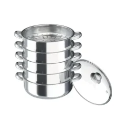 Madlavningsmaskiner>Dampkoger, Rustfrit Stål, Multi-Niveau Design,Lys Grå