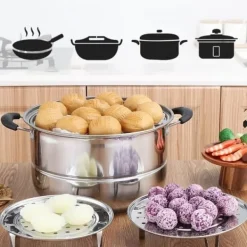 Damprist med aftageligt ben Dampbakke i rustfrit stål Brødrist til madlavning Køkkenredskab 24 cm Discount