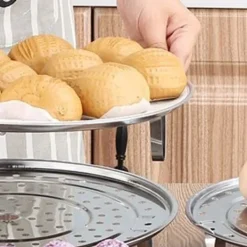 Damprist med aftageligt ben Dampbakke i rustfrit stål Brødrist til madlavning Køkkenredskab 24 cm Discount