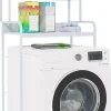 Vaskemaskiner>Darby Over-the-Washing Machine Shelf Unit with 3 Tiers - White Wood and Matte White Metal