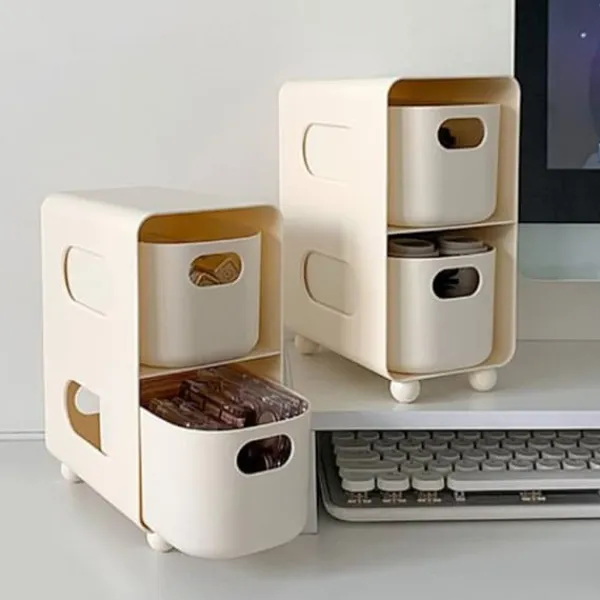 Udtræksskuffer>Desktop Skuffe Organizer Multifunktionel multifunktionel opbevaringsboks med stor kapacitet til hjemmesovesal