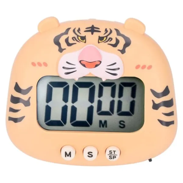 Digital køkkentimer Countup Countdown Tegnefilm Dyrelyd Flash Alert Nem betjening med stativ til madlavning Undervisning Yellow Tiger Discount