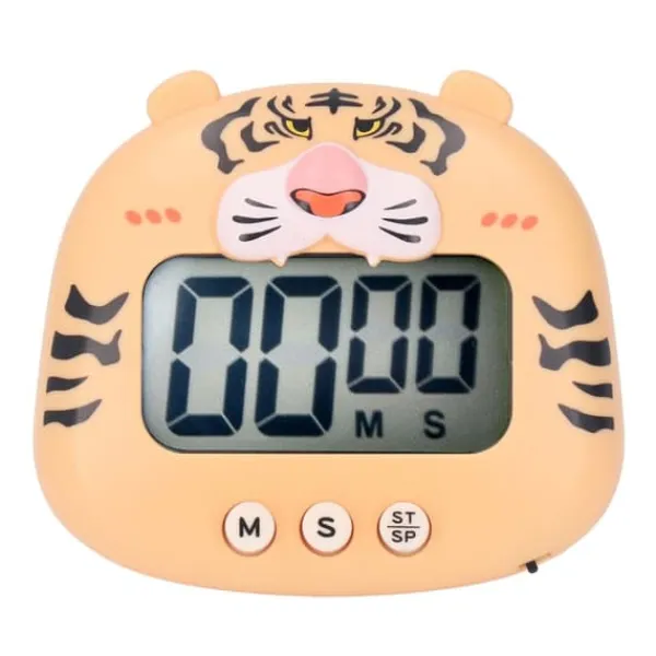 Digital køkkentimer Countup Countdown Tegnefilm Dyrelyd Flash Alert Nem betjening med stativ til madlavning Undervisning Yellow Tiger Discount