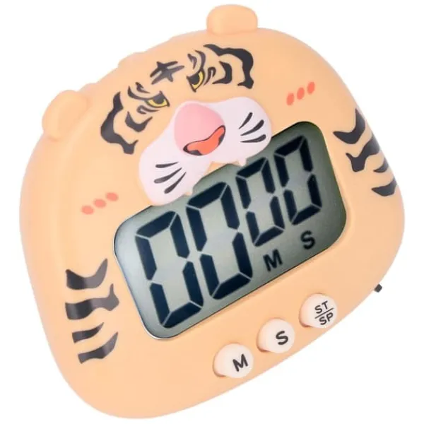 Digital køkkentimer Countup Countdown Tegnefilm Dyrelyd Flash Alert Nem betjening med stativ til madlavning Undervisning Yellow Tiger Discount