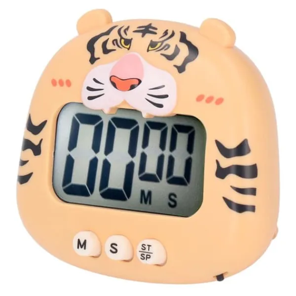 Digital køkkentimer Countup Countdown Tegnefilm Dyrelyd Flash Alert Nem betjening med stativ til madlavning Undervisning Yellow Tiger Discount