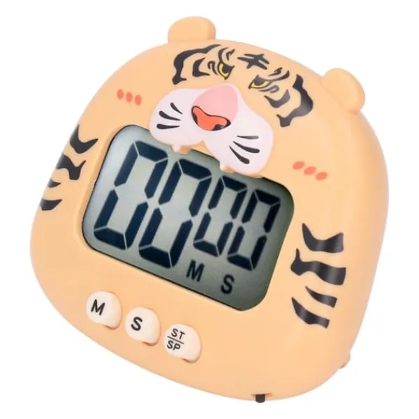 Digital køkkentimer Countup Countdown Tegnefilm Dyrelyd Flash Alert Nem betjening med stativ til madlavning Undervisning Yellow Tiger Discount