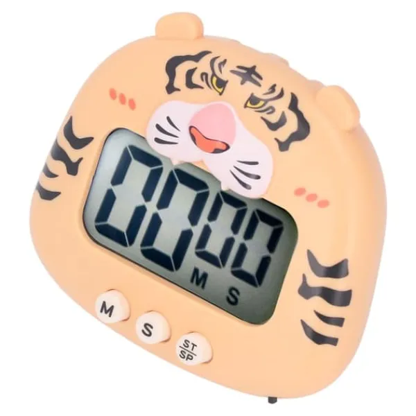 Digital køkkentimer Countup Countdown Tegnefilm Dyrelyd Flash Alert Nem betjening med stativ til madlavning Undervisning Yellow Tiger Discount