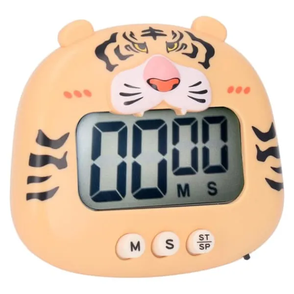 Digital køkkentimer Countup Countdown Tegnefilm Dyrelyd Flash Alert Nem betjening med stativ til madlavning Undervisning Yellow Tiger Discount