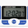 Æggeure>Digital køkkentimer, 4-kanals køkkennedtællingstimer med LCD-skærm, foldbart stativ og hængende hul, magnetisk bagside (hvid + blå)
