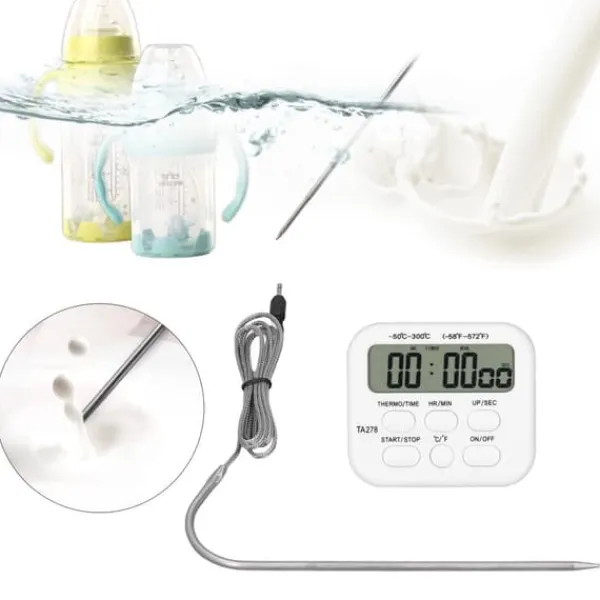 Køkkentermometre>Digital kökstermometer högkänslig multifunktionell termometer med sondlarmfunktion för grillning av bakning