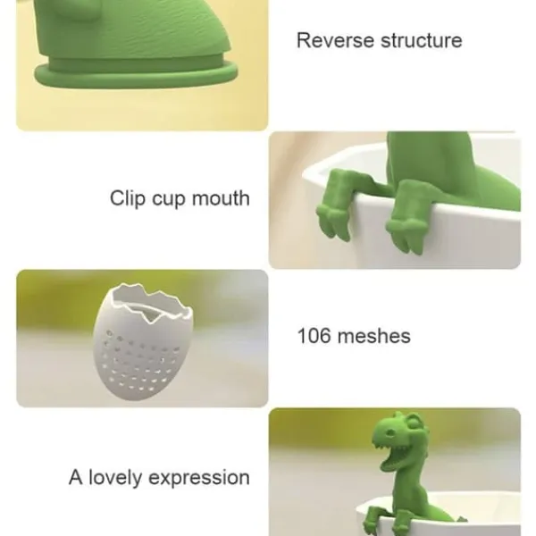 Tefiltre>dinosaurformet tefilter silikone te-infuser varmebestandig dejlig baby dinosaurformet te-infuser tesi