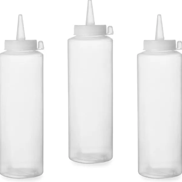 Dispenserflaske til kolde saucer, sæt med 3 stk. - gennemsigtig 0,2L - HENDI 558058 Clearance