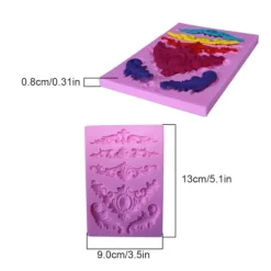 Udstikkere>DIY 3D Skulptureret Blomst Barok Scroll Silikone Form Fondant Form Cupcake Kage Dekoration Værktøj