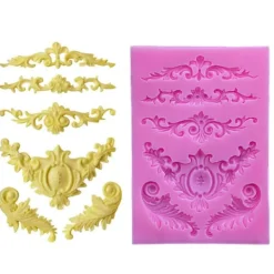 Udstikkere>DIY 3D Skulptureret Blomst Barok Scroll Silikone Form Fondant Form Cupcake Kage Dekoration Værktøj