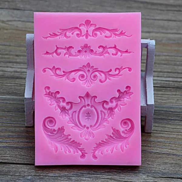 Udstikkere>DIY 3D Skulptureret Blomst Barok Scroll Silikone Form Fondant Form Cupcake Kage Dekoration Værktøj