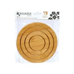 Dækkeserviet Kinvara Natur Bambus Cirkulær 19 x 1 x 19 cm (24 enheder) Discount