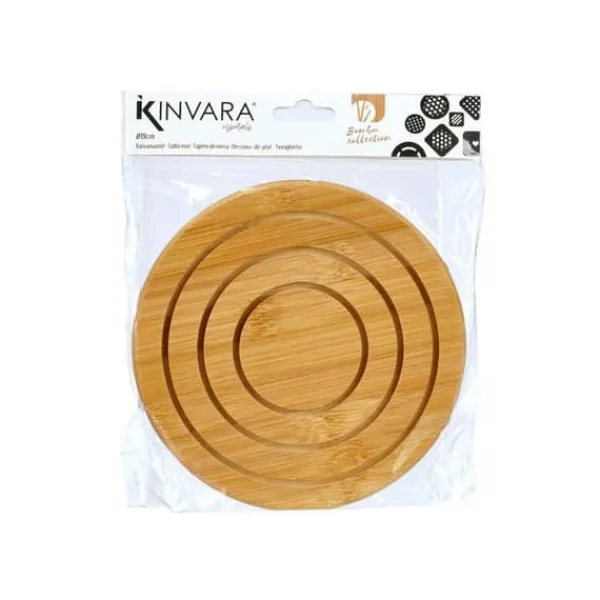 Dækkeserviet Kinvara Natur Bambus Cirkulær 19 x 1 x 19 cm (24 enheder) Discount
