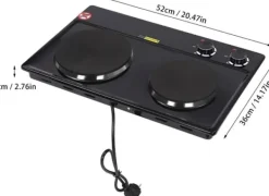 Dobbelt Hob Elektrisk Komfur, Dobbelt Kogezone, 6 Temperaturindstillinger, Bærbart Design Outlet