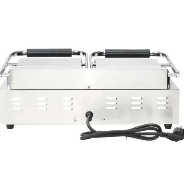 Brødristere, Raclettegrills Og Sandwichtoastere>Dobbelt rillet paninigrill 3600 W - Robuste støbejernsplader | Størrelse: 57x30,5x20 cm