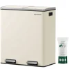 Skraldespande & Papirkurve>Dobbeltrum 2 X 30 L Skraldespand med 2 Skraldeposer, Metalfodpedaler, Creme