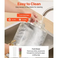 Drikkedispenser 8L, Glasdispenser til Fester, med Stativ, 2 Stykker Pakke Online