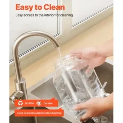 Drikkedispenser, 2-pak glasjuicebeholder med træstander, 30x15x24,4 cm, transparent New
