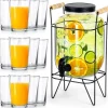 Drikkevareautomater>Drikkekrukke med hane og stativ, sort, 4,2 l + 12 glas, 200 ml