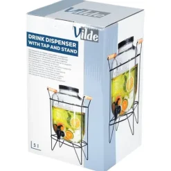 Drikkekrukke med hane og stativ, sort, 5,5 l Discount