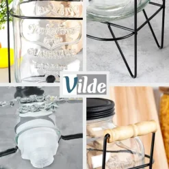 Drikkekrukke med hane og stativ, sort, 5,5 l Discount